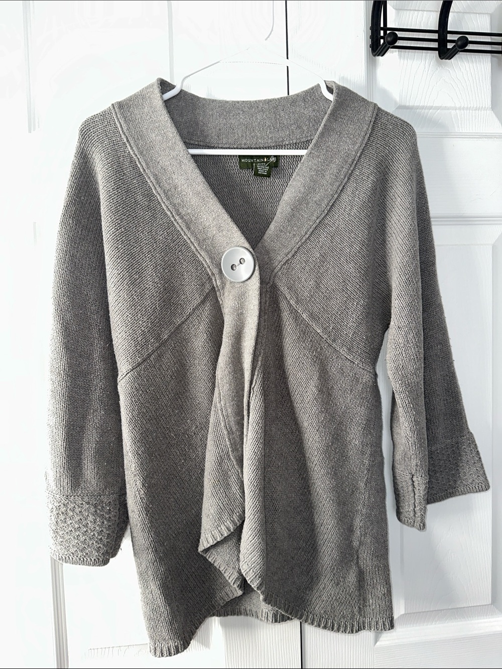 Soft Gray Button-Front Knit Cardigan